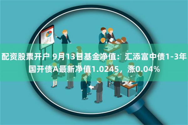 配资股票开户 9月13日基金净值：汇添富中债1-3年国开债A最新净值1.0245，涨0.04%