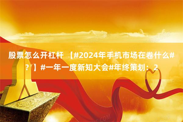 股票怎么开杠杆 【#2024年手机市场在卷什么#？】#一年一度新知大会#年终策划：2